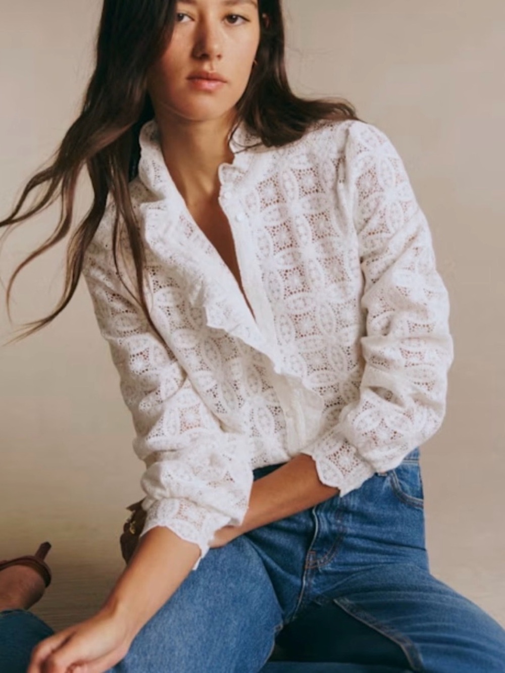 House of Harlow 1960 Sezane Eyelet Blouse size Medium NEW